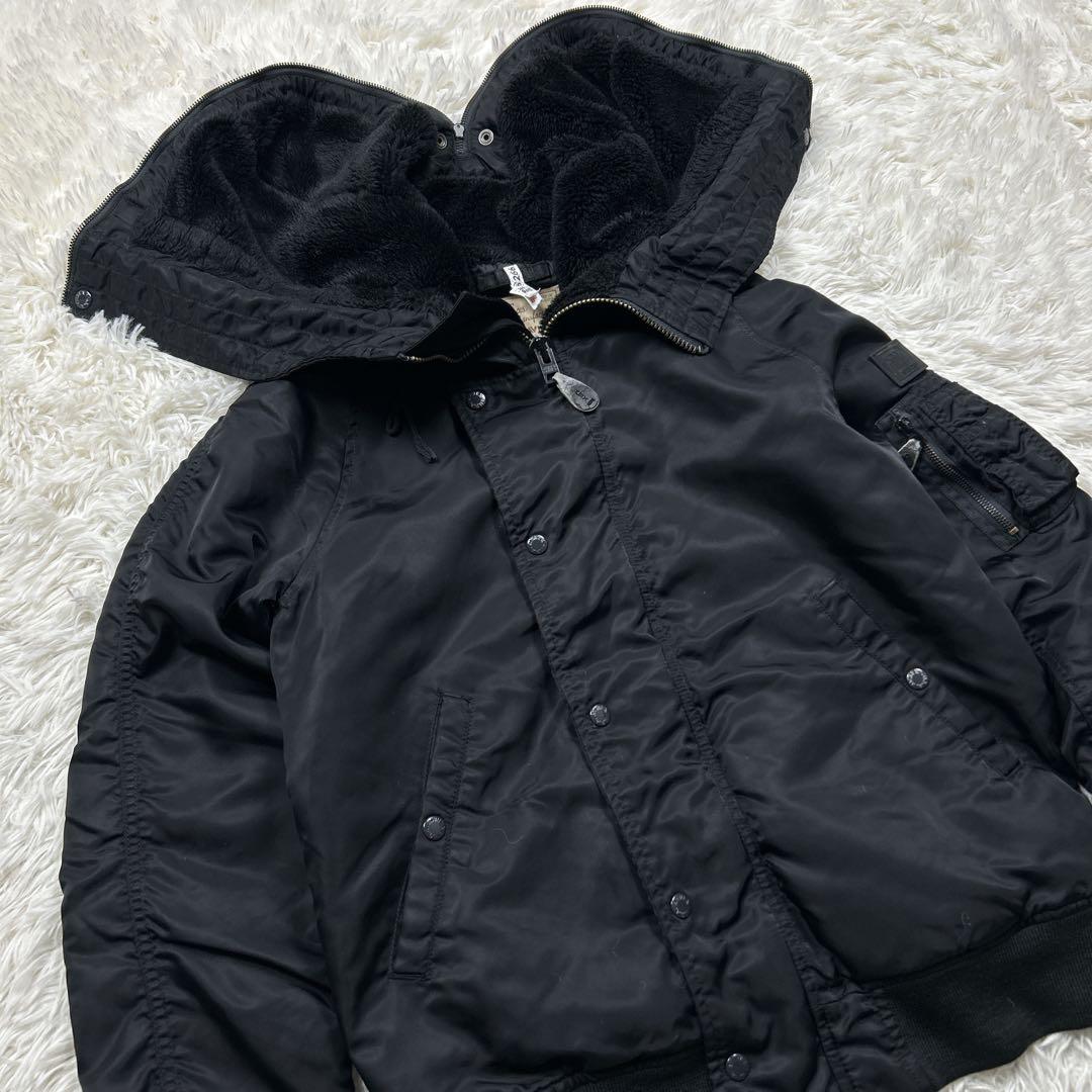 希少　アヴィレックス　N-2B 黒　ブラック　短丈　フライトジャケット　L