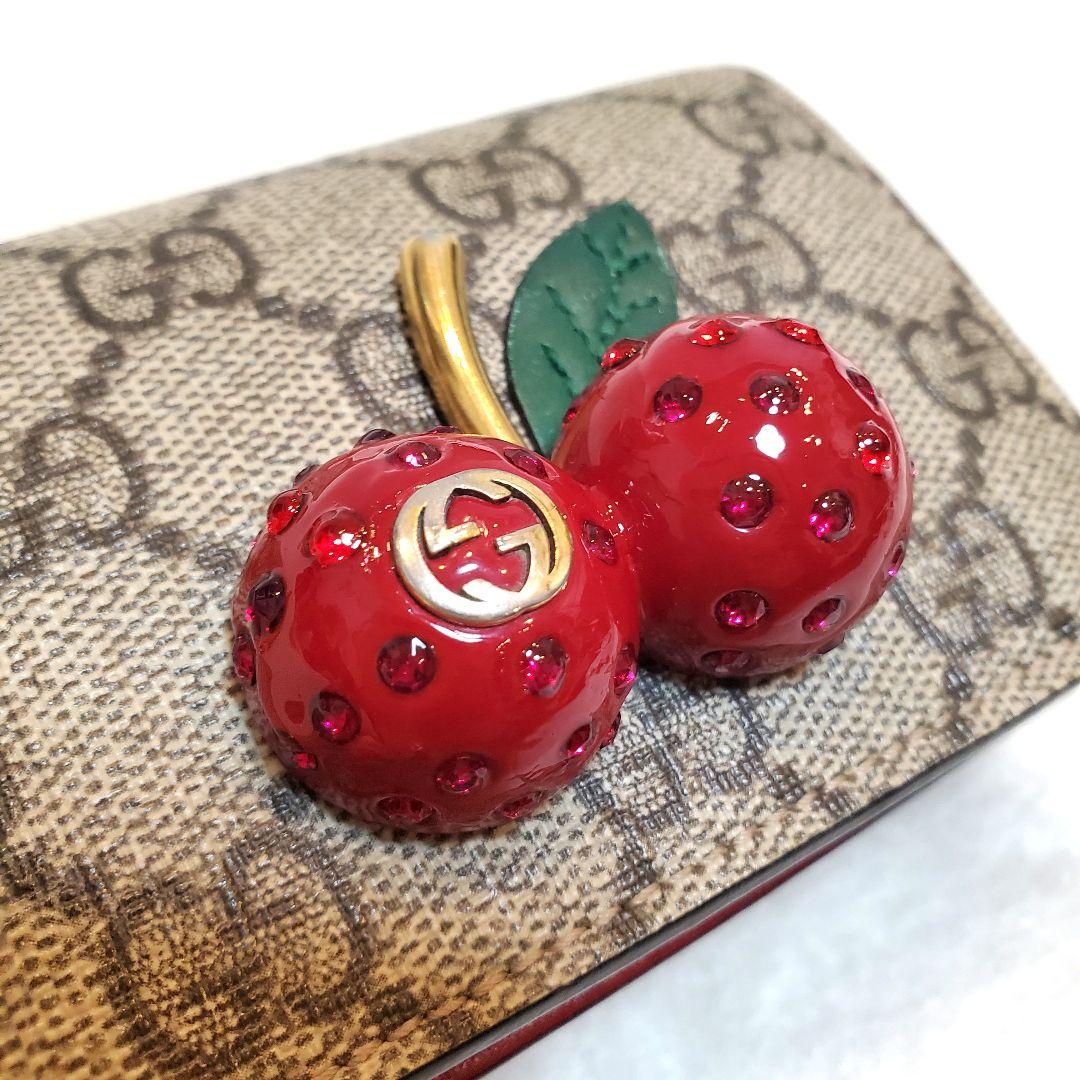 極美品 希少 GUCCI　チェリー　さくらんぼ　GGスプリーム レザー
