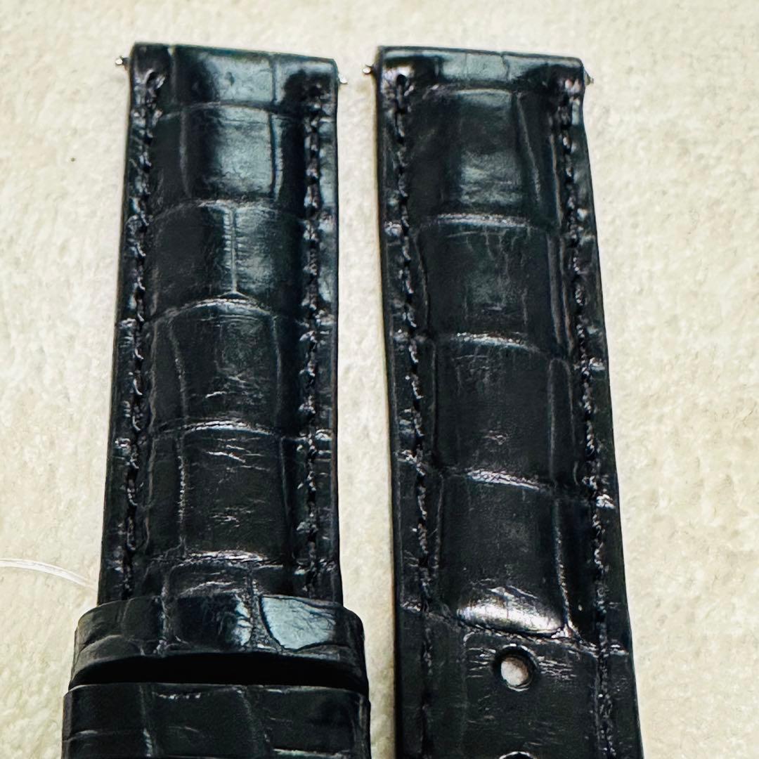 1003#18mm-16mmブラック★スイス製★本物クロコダイル腕時計用ベルト