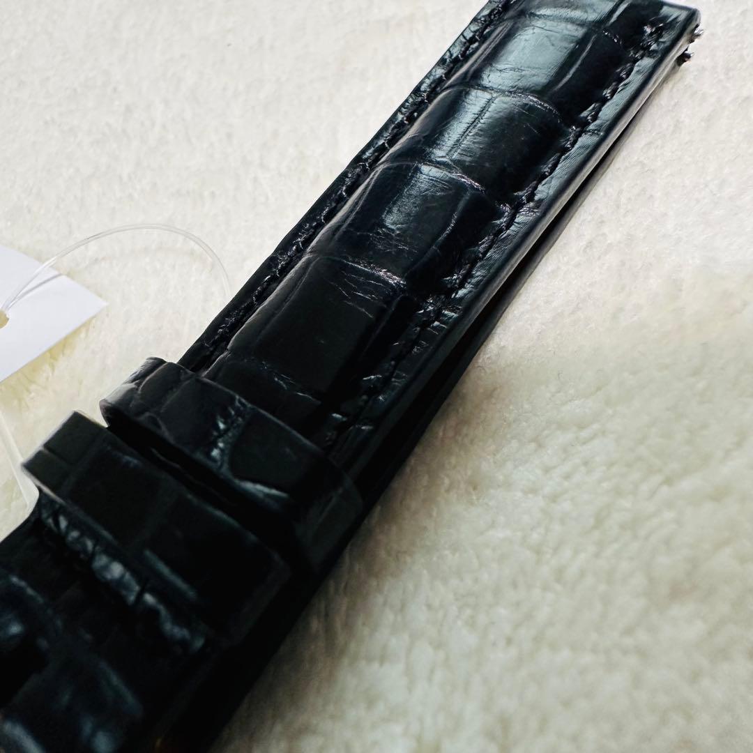 1003#18mm-16mmブラック★スイス製★本物クロコダイル腕時計用ベルト