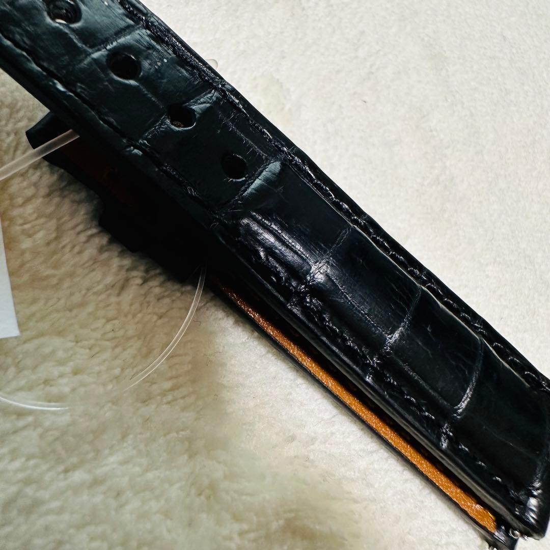 1003#18mm-16mmブラック★スイス製★本物クロコダイル腕時計用ベルト