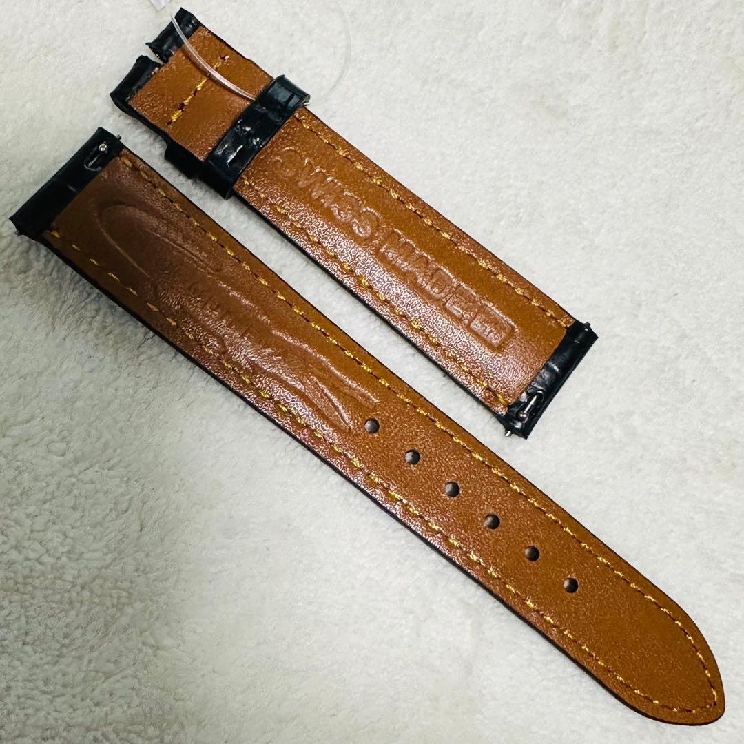 1003#18mm-16mmブラック★スイス製★本物クロコダイル腕時計用ベルト