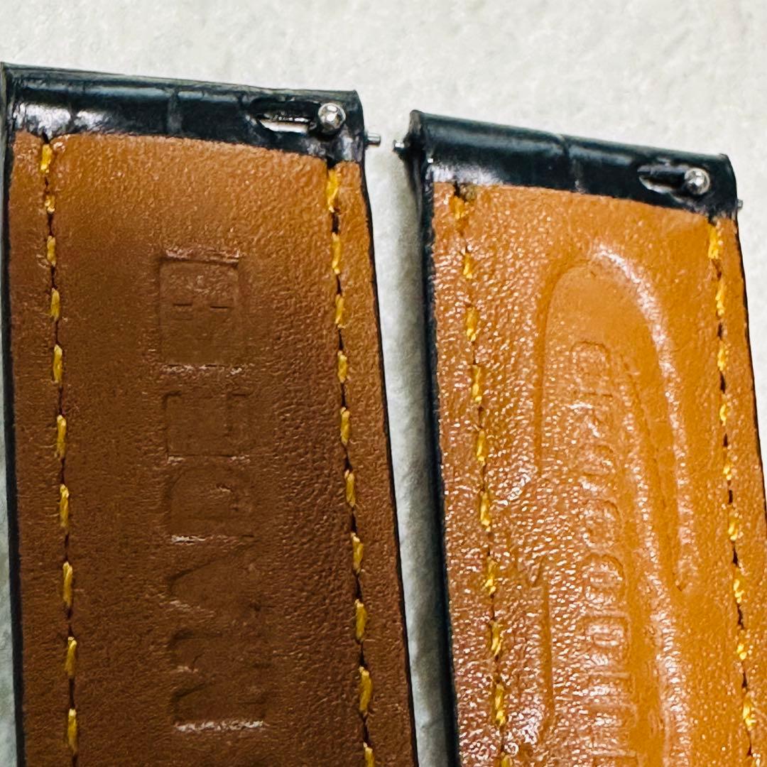 1003#18mm-16mmブラック★スイス製★本物クロコダイル腕時計用ベルト