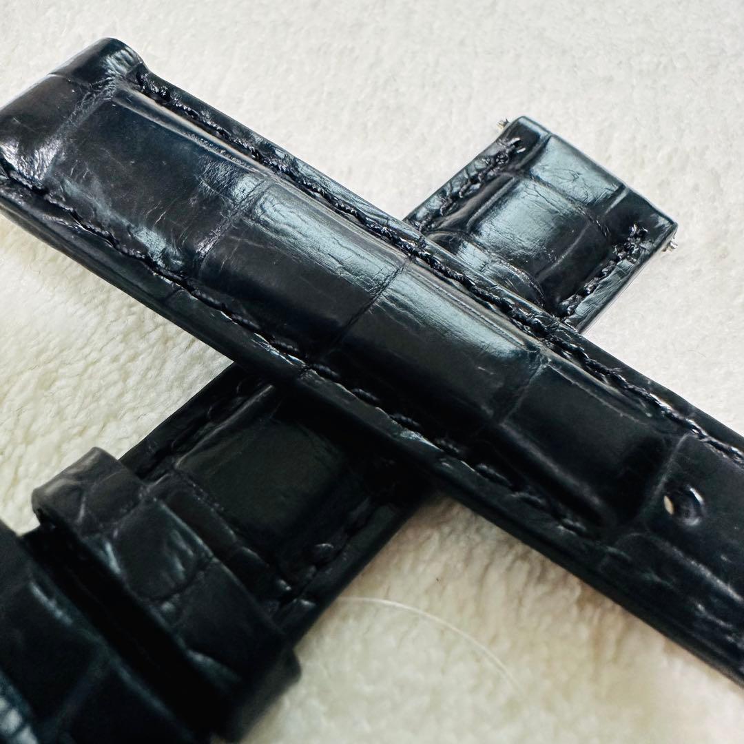 1003#18mm-16mmブラック★スイス製★本物クロコダイル腕時計用ベルト