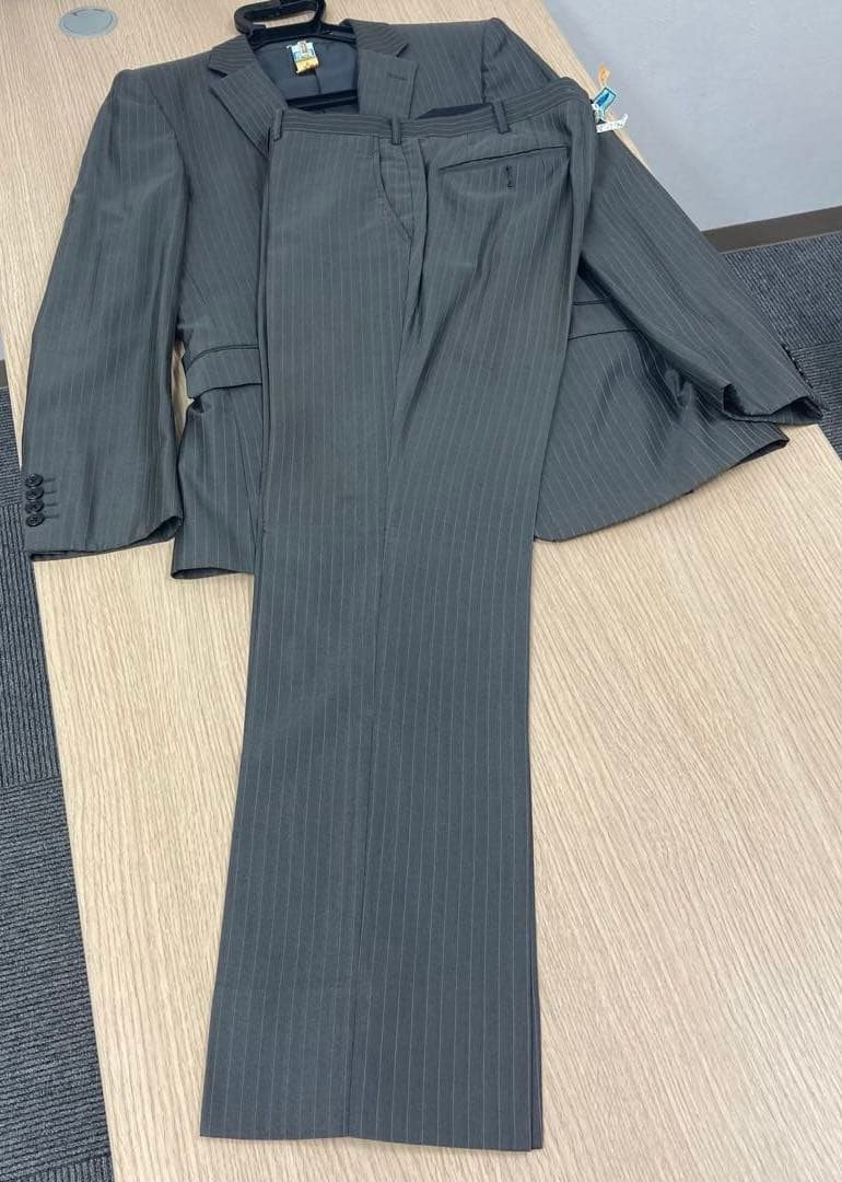 TAKEO KIKUCHI グレー ストライプ ビジネススーツ⑥◇