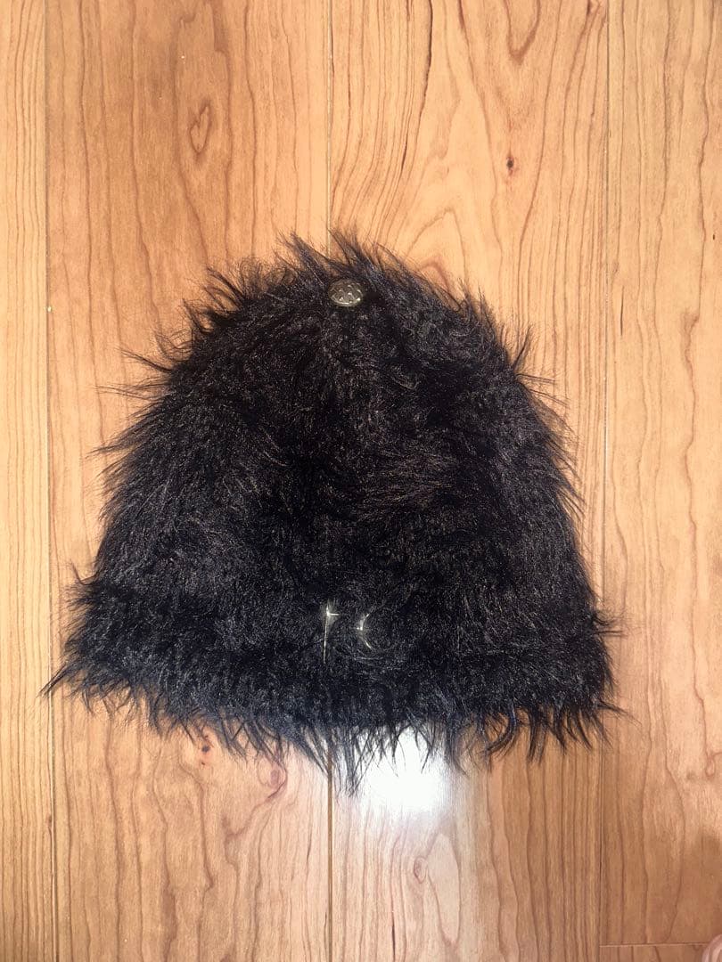 サグクラブ　ファー素材 黒 ニット帽