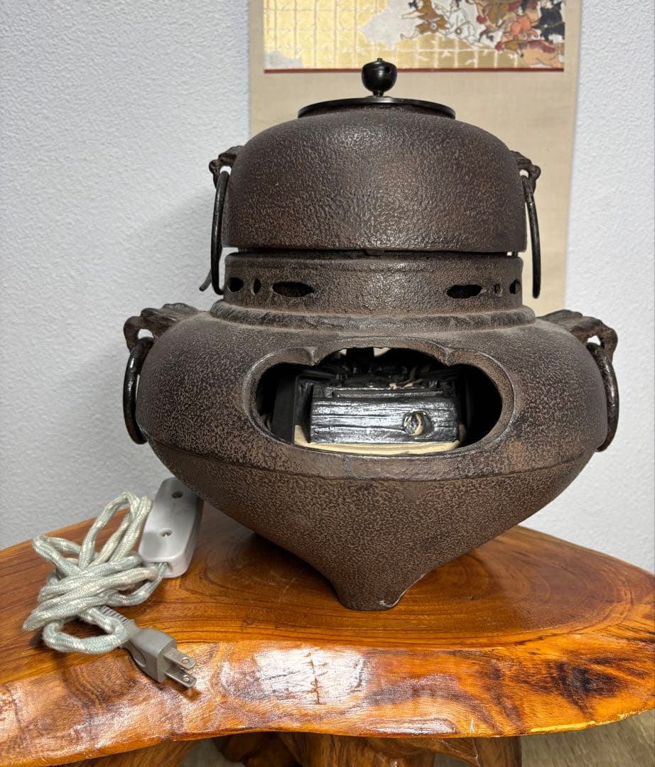龍面風炉 龍面釜 野々田炭型電熱機 一式 野々田商器 茶道具