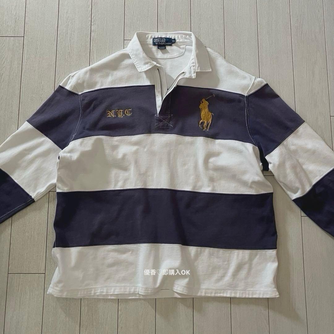 レア 90s NYC限定 ポロバイラルフローレン ラガーシャツ ビッグポニー
