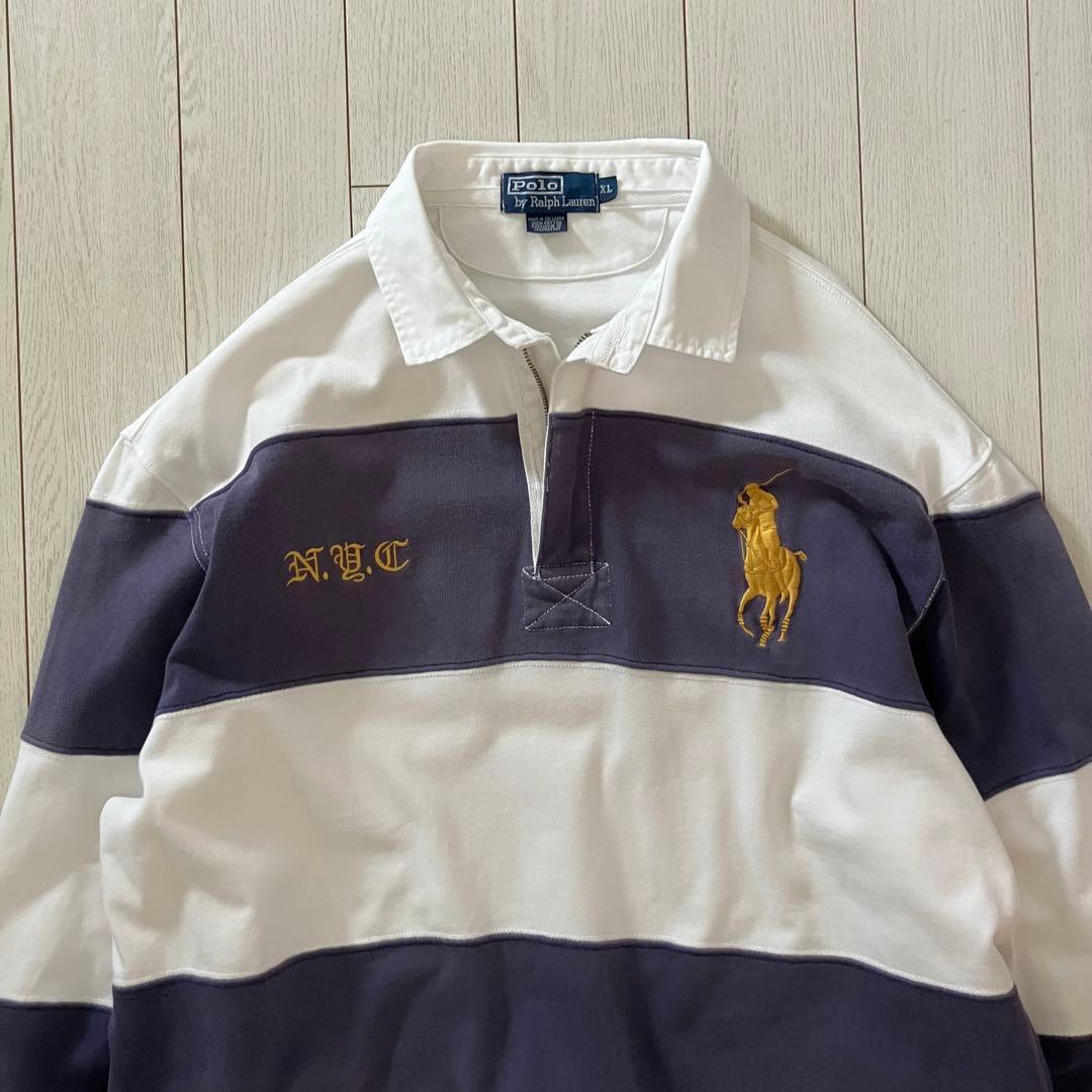 レア 90s NYC限定 ポロバイラルフローレン ラガーシャツ ビッグポニー