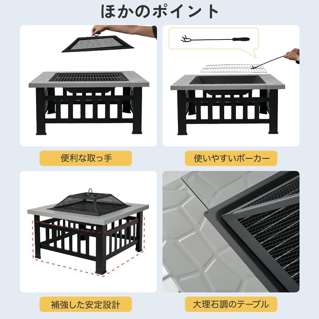 激安！【大理石調+ブラック】 屋外BBQ バーベキューコンロ Black