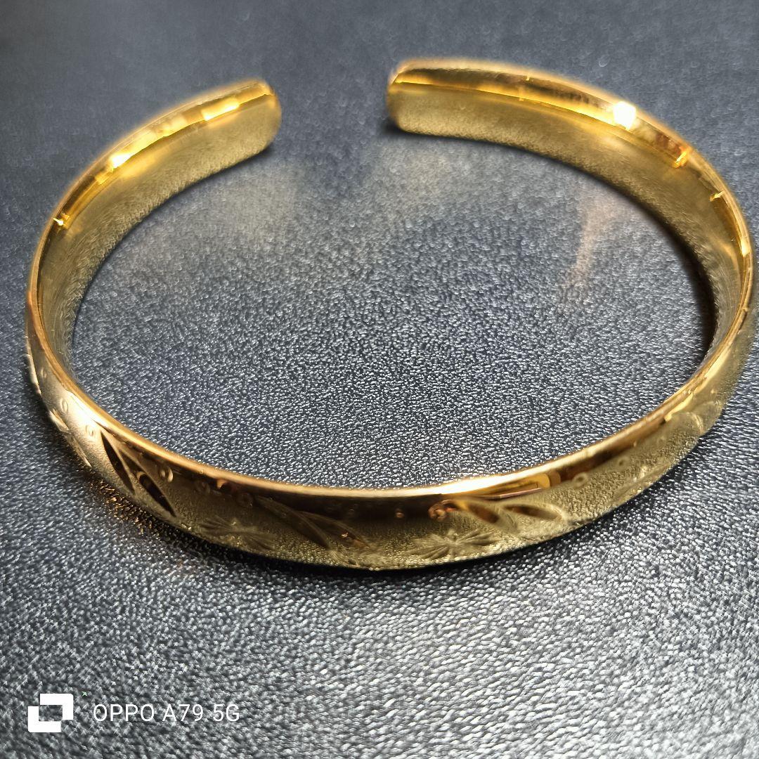 中東ドバイ高級感花24金gpゴールド　バングル調節可能999ゴールド