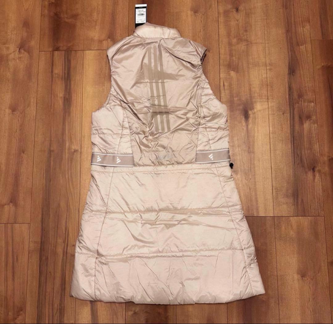 ベスト　ワンピース　ウエスト絞れます　秋冬　中綿　ジャケット　ベージュ　サイズL