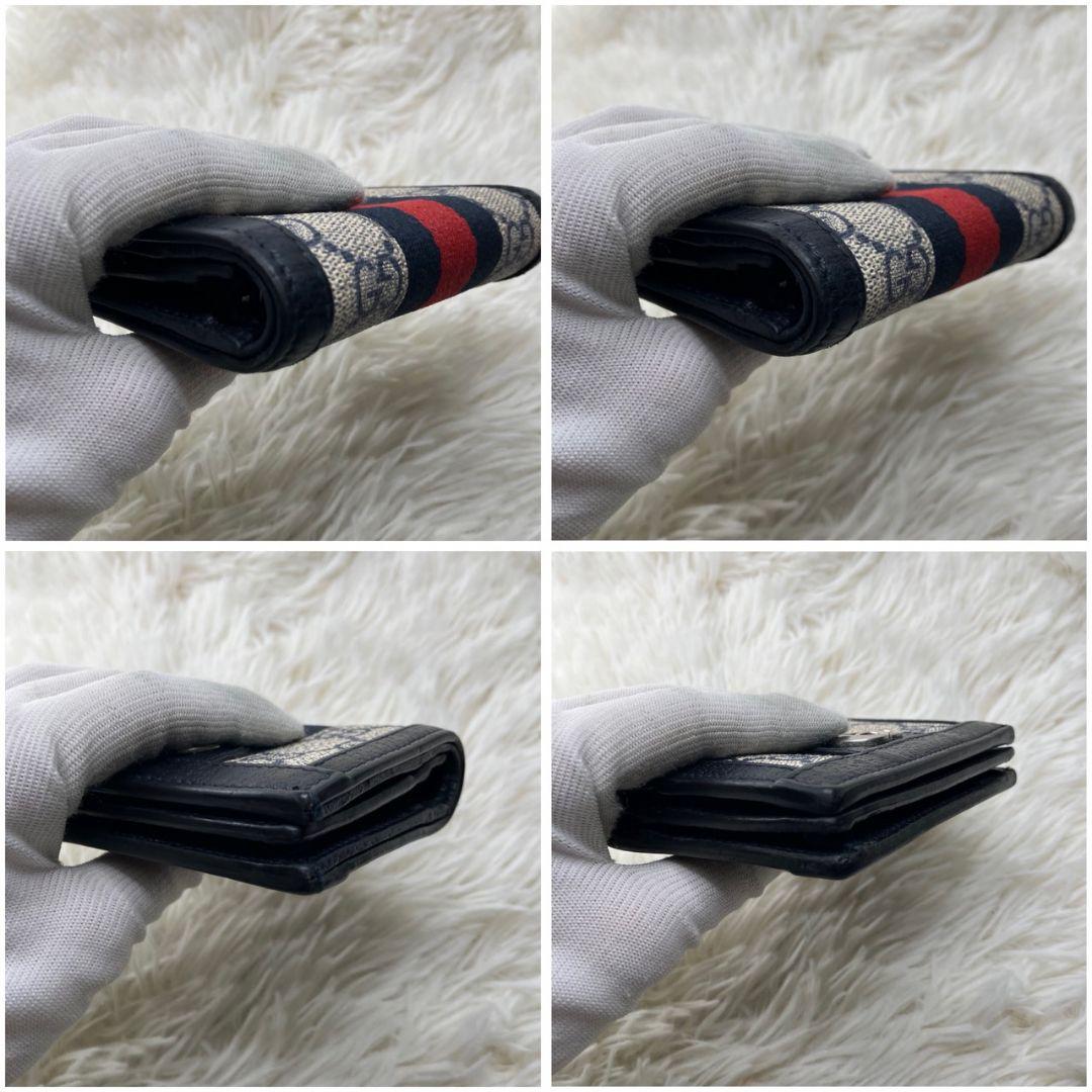 極美品　グッチ　オフィディア　折財布　GGマーモント　スプリーム　ネイビー