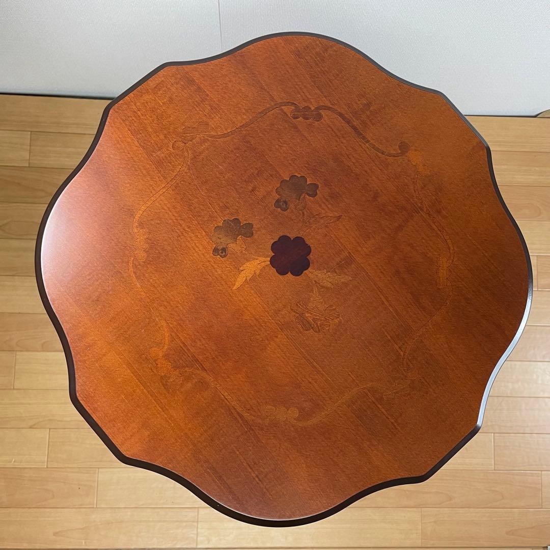 【良品】イタリア製 象嵌細工 猫脚 サイドテーブル アンティーク no.1