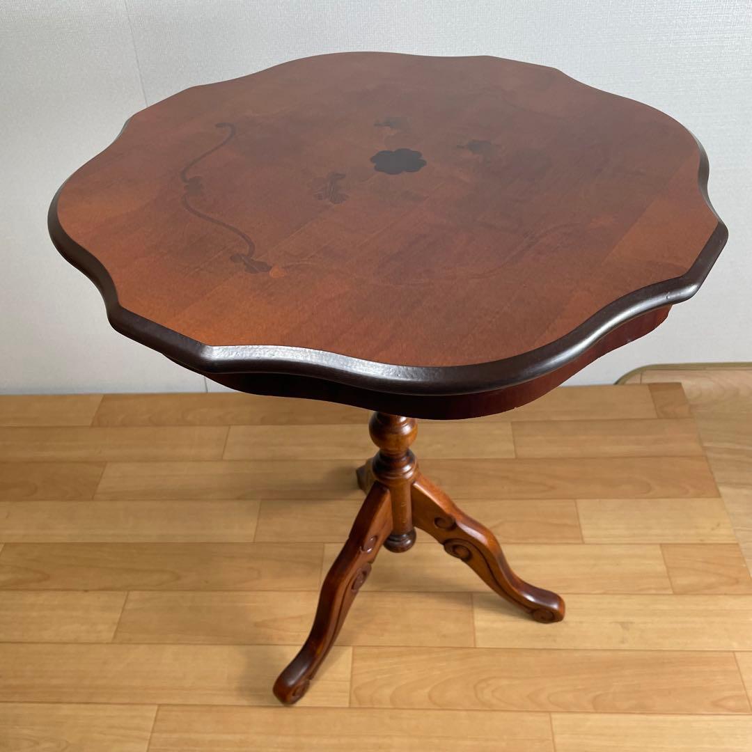 【良品】イタリア製 象嵌細工 猫脚 サイドテーブル アンティーク no.1