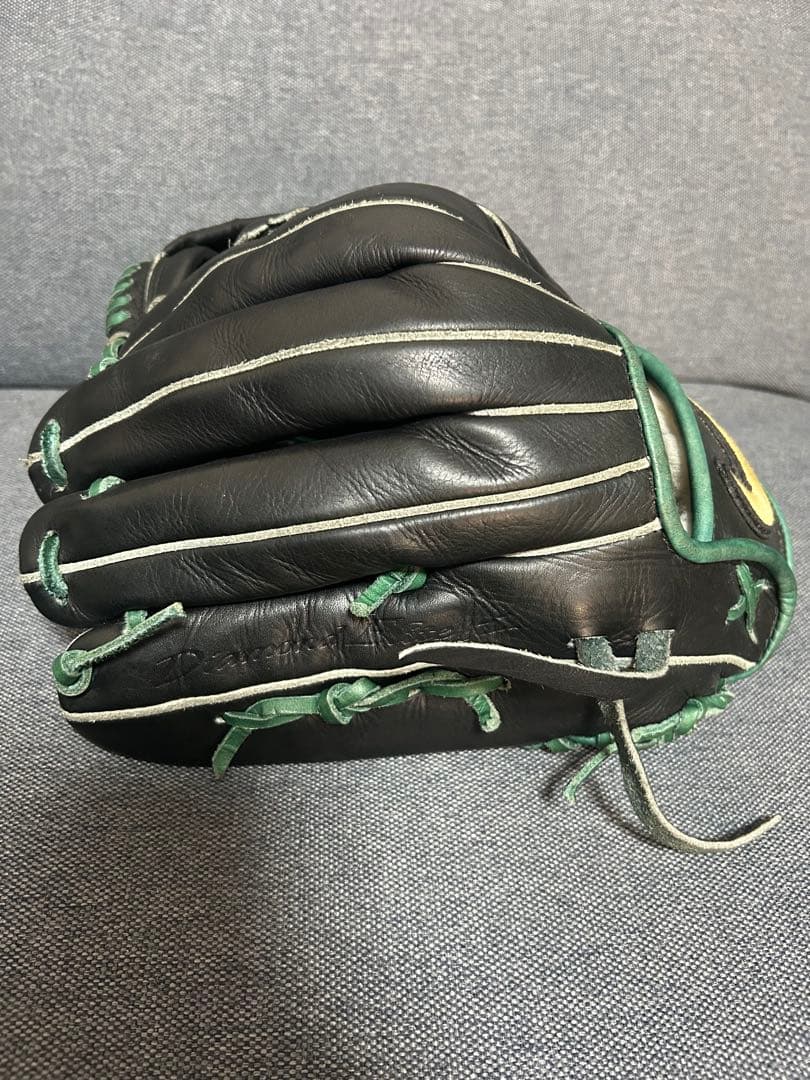 NIKE 硬式グローブ 黒/緑 Diamond Elite j 輝 中古 激シブ