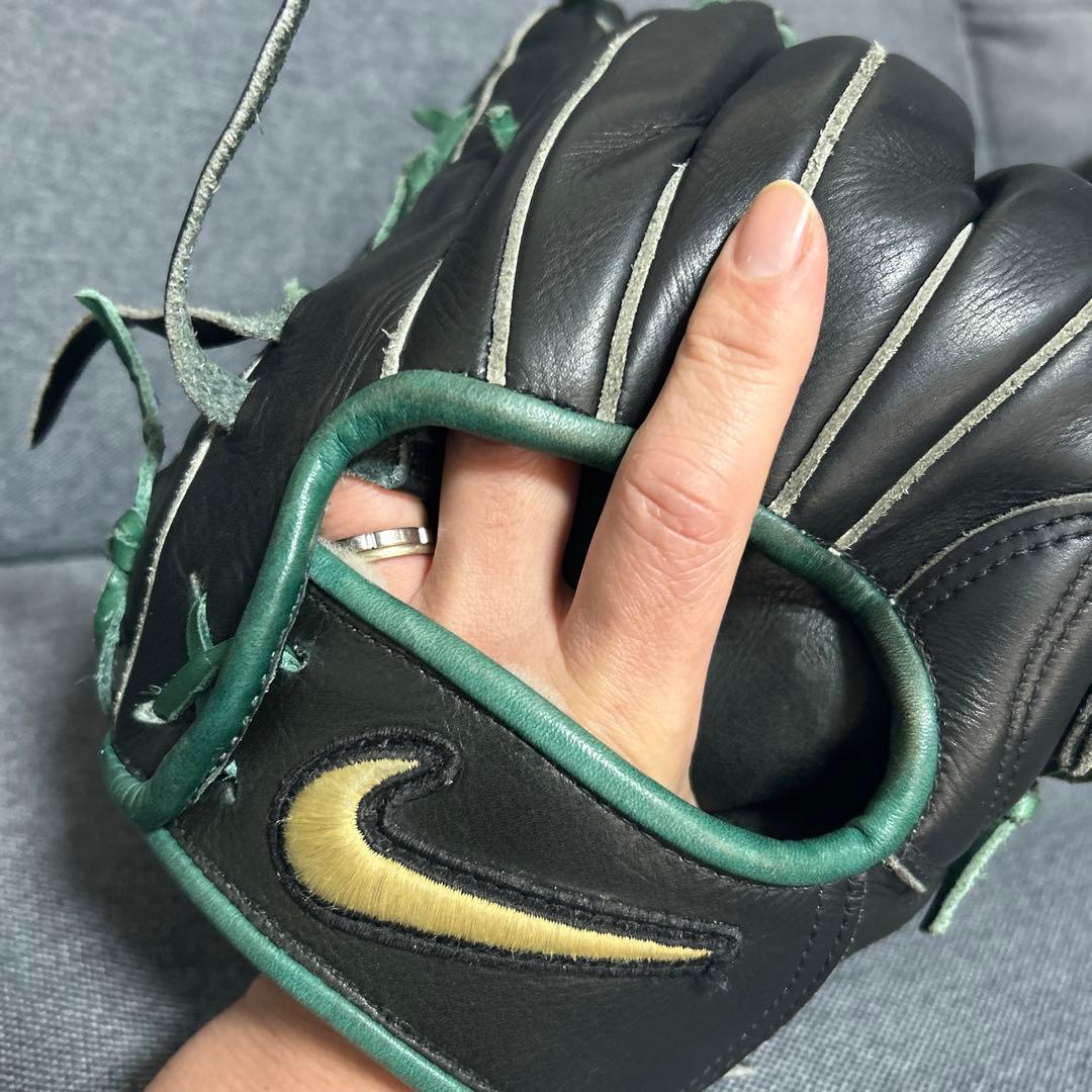 NIKE 硬式グローブ 黒/緑 Diamond Elite j 輝 中古 激シブ