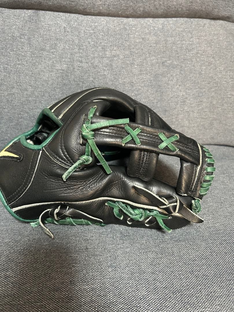 NIKE 硬式グローブ 黒/緑 Diamond Elite j 輝 中古 激シブ