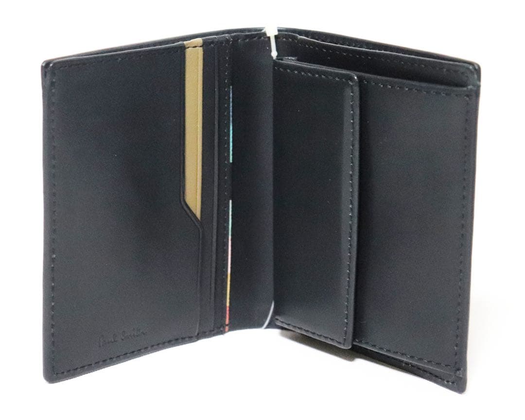 《ポールスミス》新品 ステッチハイライト 凹凸ロゴレザー2つ折り財布 ウォレット