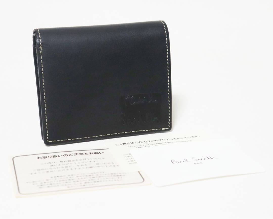 《ポールスミス》新品 ステッチハイライト 凹凸ロゴレザー2つ折り財布 ウォレット