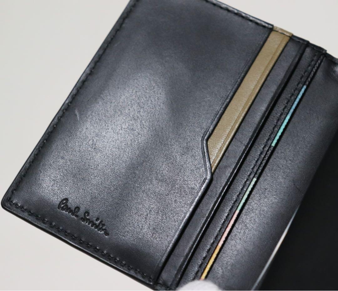 《ポールスミス》新品 ステッチハイライト 凹凸ロゴレザー2つ折り財布 ウォレット