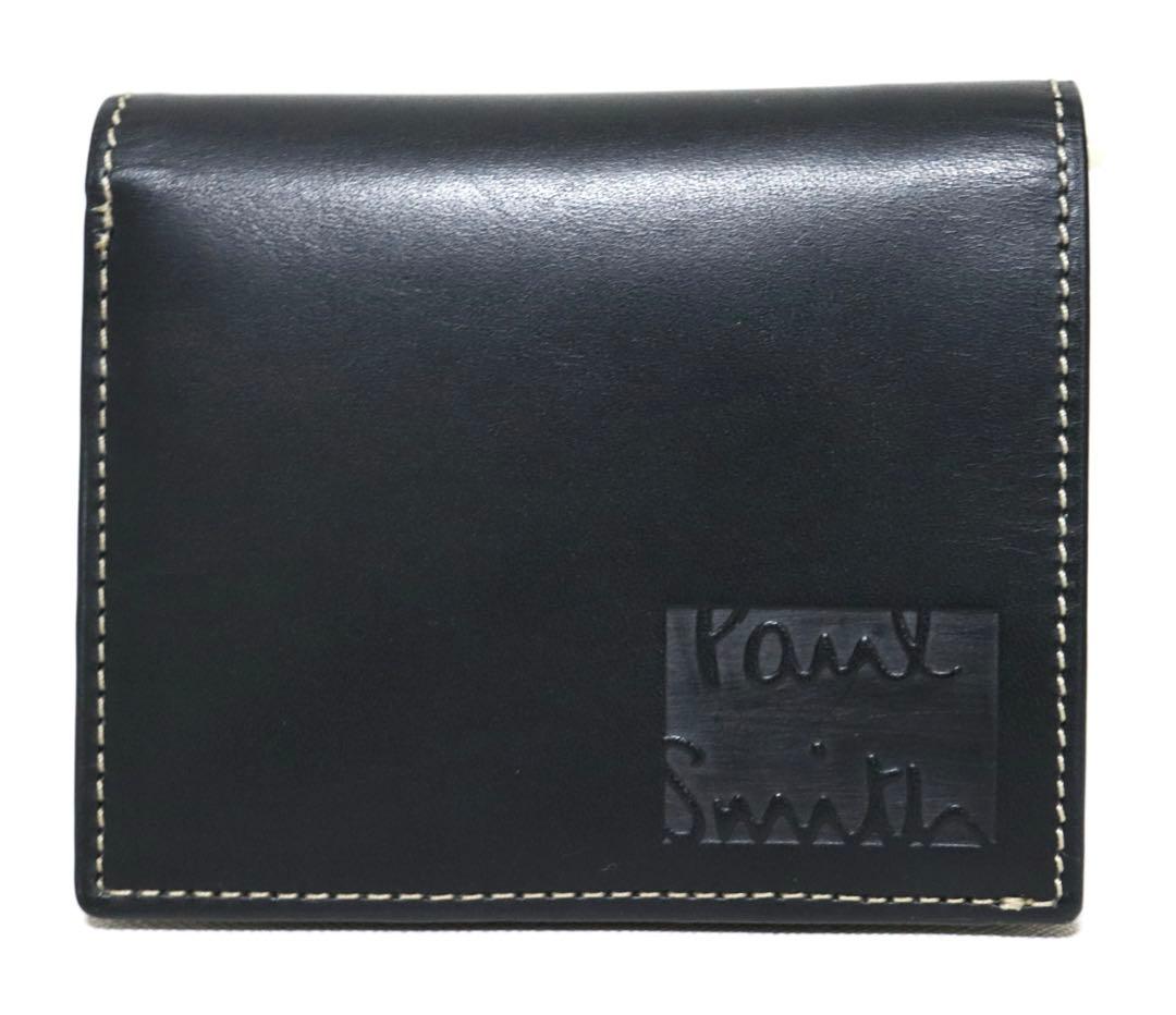 《ポールスミス》新品 ステッチハイライト 凹凸ロゴレザー2つ折り財布 ウォレット