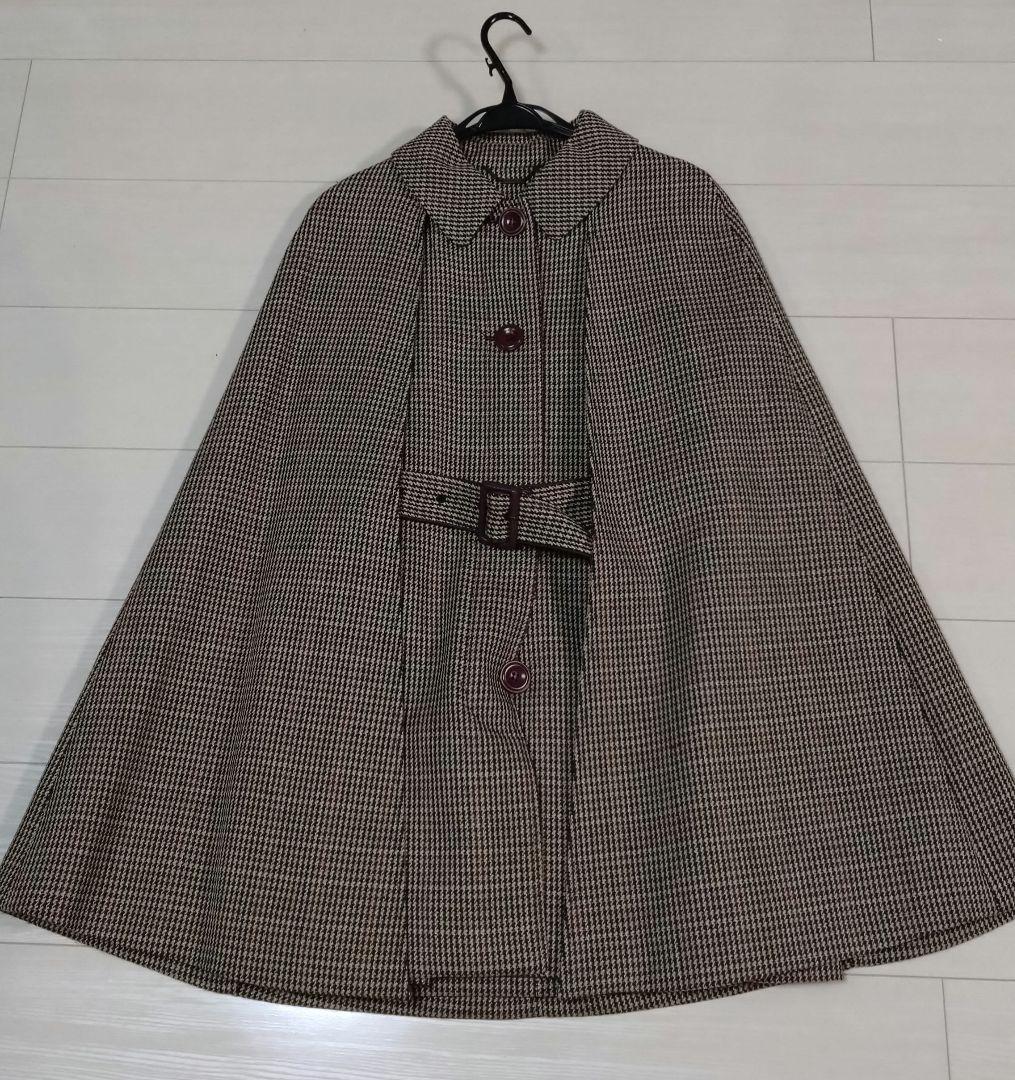 Lily Brown レザーパイピングケープコート　千鳥柄