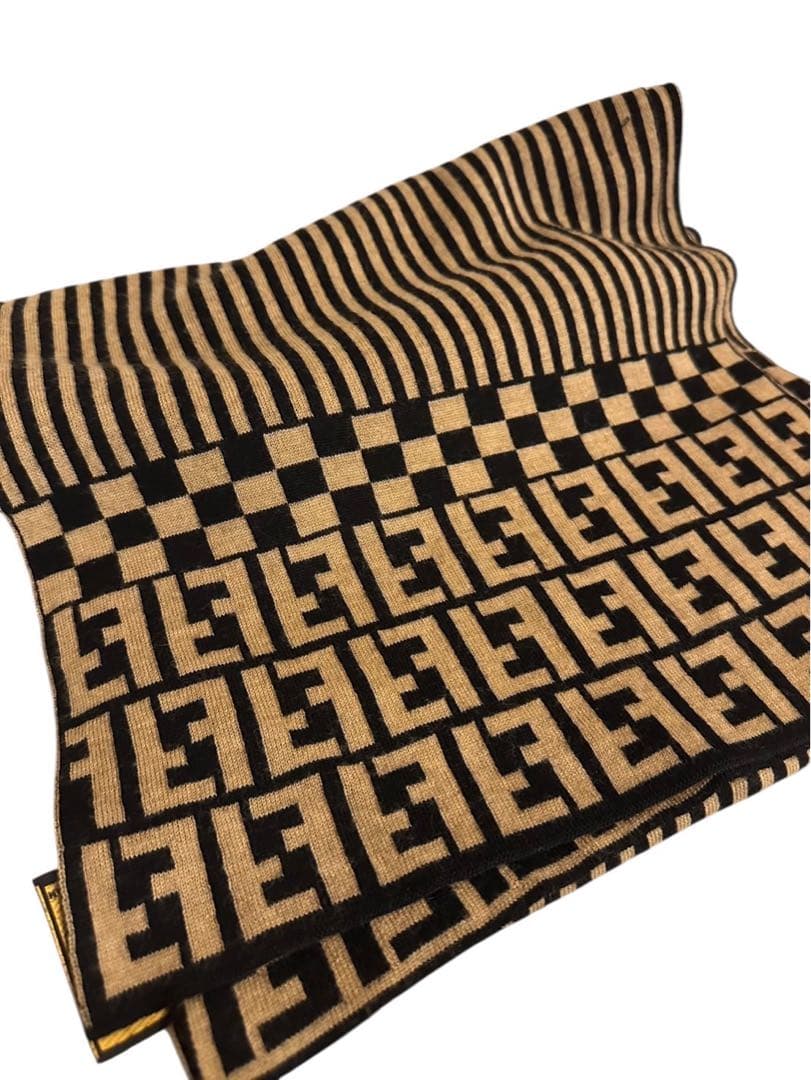 『美品』FENDI チェック柄 リバーシブルマフラー