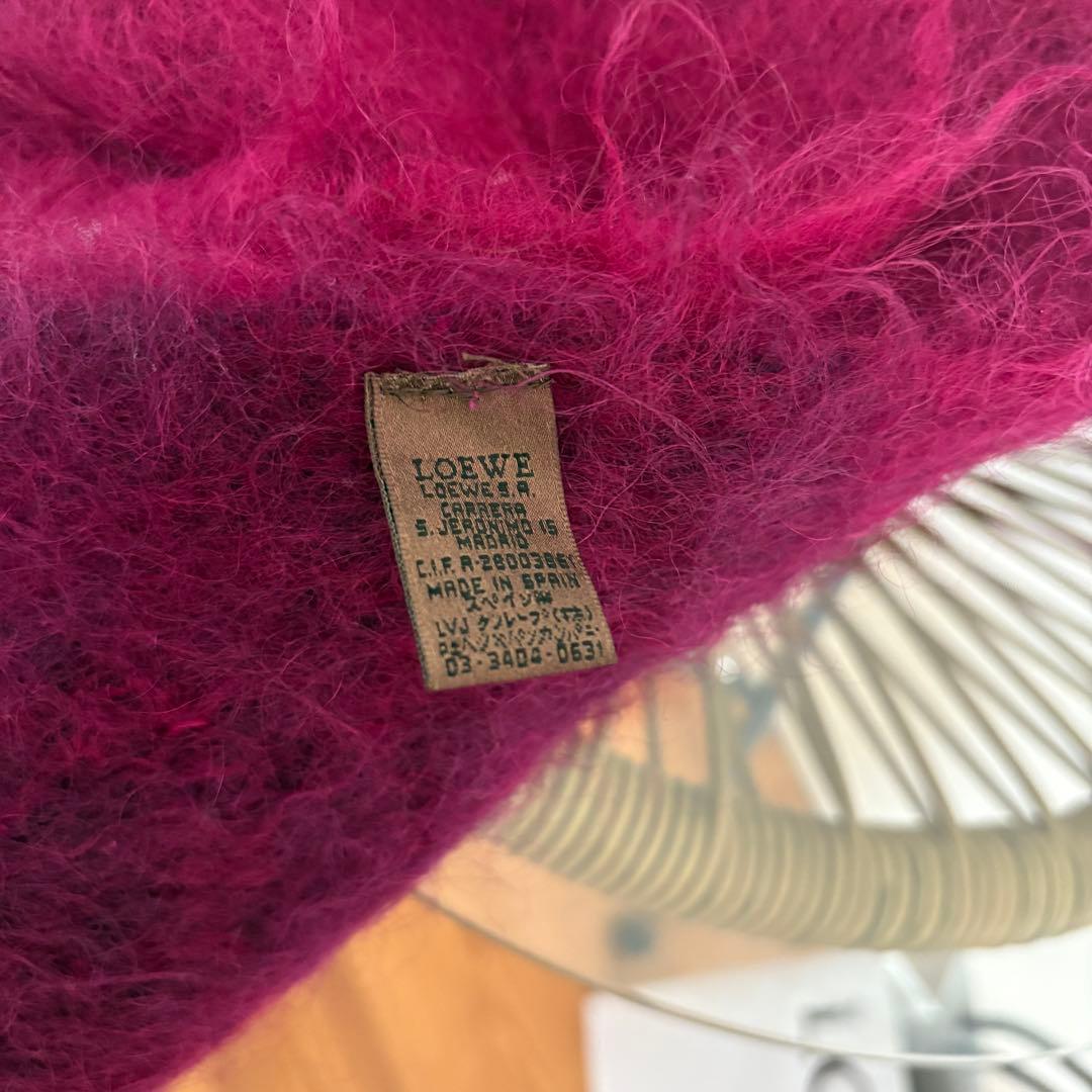 美品✨LOEWE ロエベ マフラー アナグラム刺繍 モヘヤ混