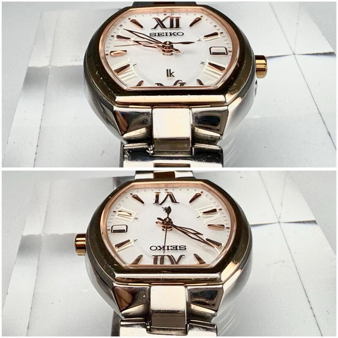 【稼働】セイコー ルキア 腕時計 チタン シルバー文字盤 デイト 電波ソーラー