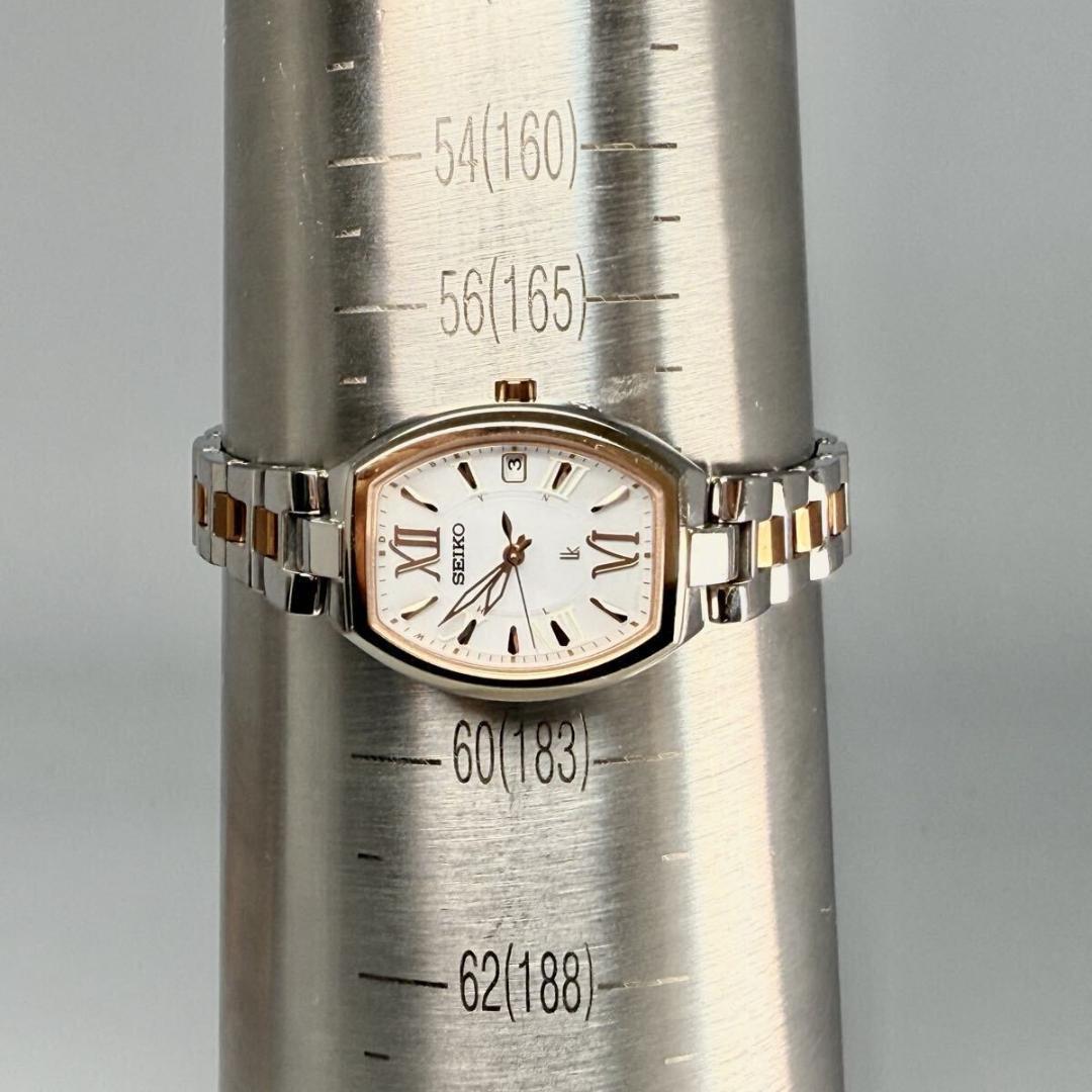 【稼働】セイコー ルキア 腕時計 チタン シルバー文字盤 デイト 電波ソーラー