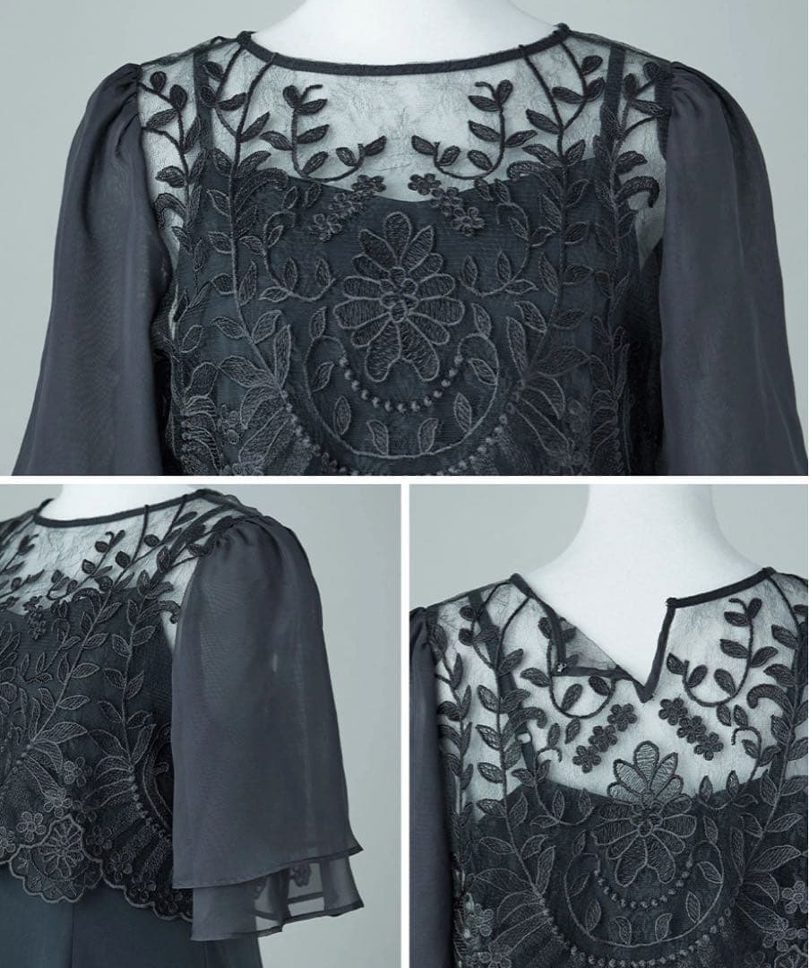 niana リーフ刺繍レースブラウスキャミワンピースセット M