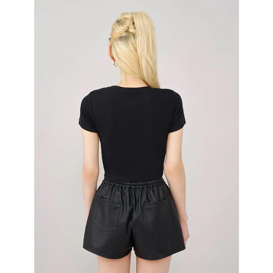 新品タグ付 ホワイト ダーリッチ シャイニーDDロゴコンパクトTシャツ フリー