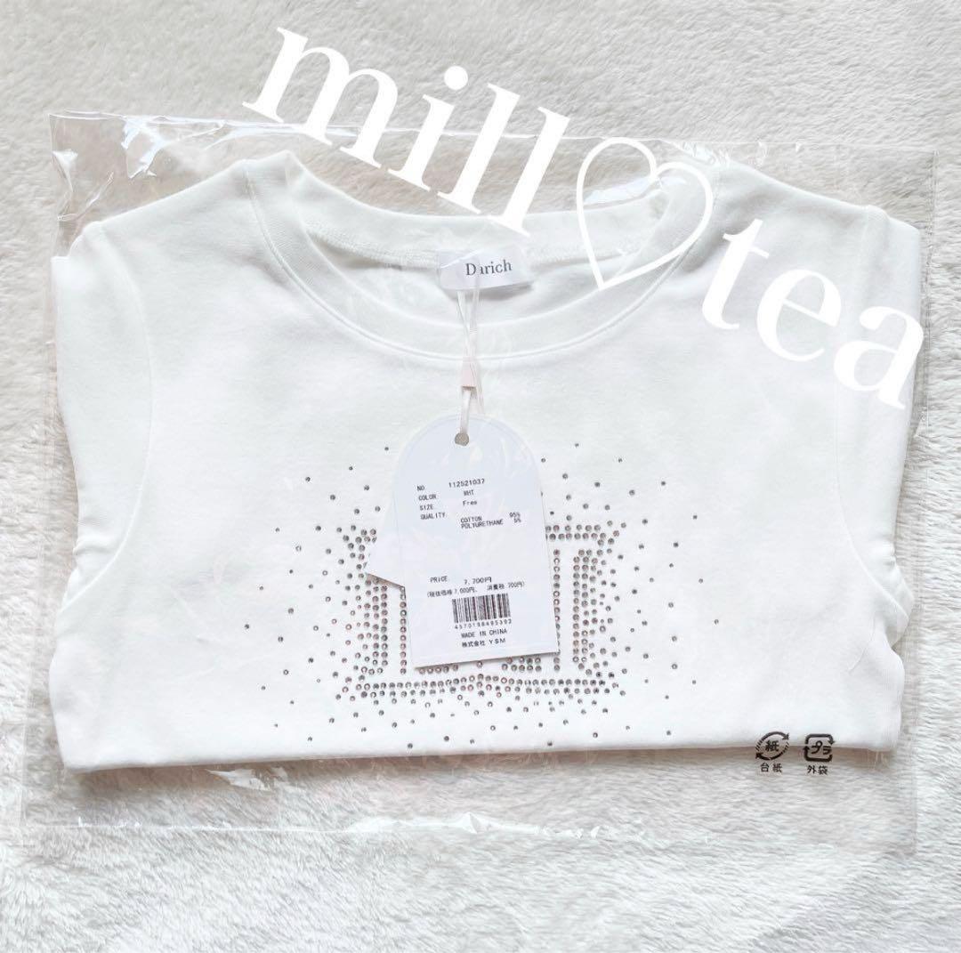 新品タグ付 ホワイト ダーリッチ シャイニーDDロゴコンパクトTシャツ フリー