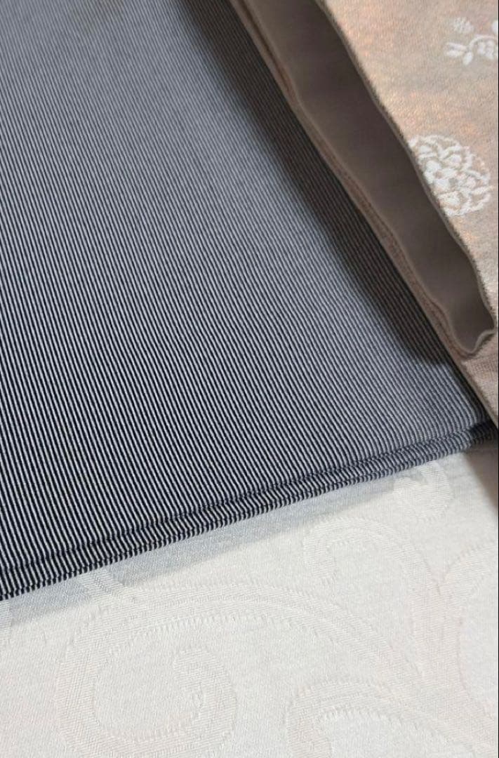 江戸小紋 万筋　黒x薄グレー袷　正絹　縞　丈160 裄65、5 紋なし