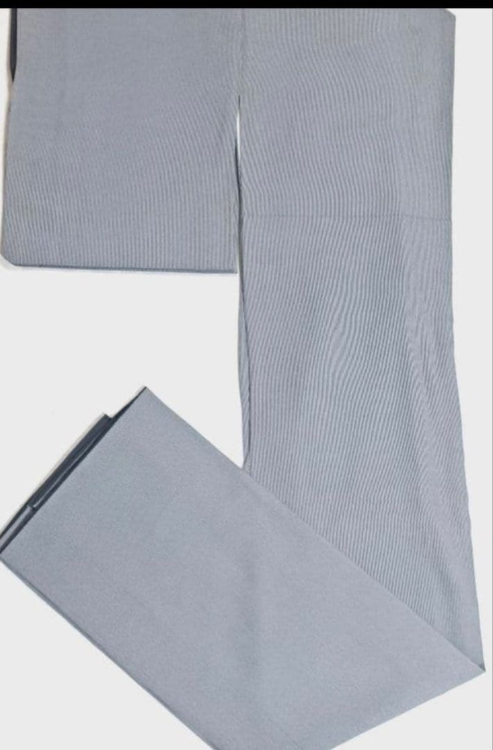 江戸小紋 万筋　黒x薄グレー袷　正絹　縞　丈160 裄65、5 紋なし