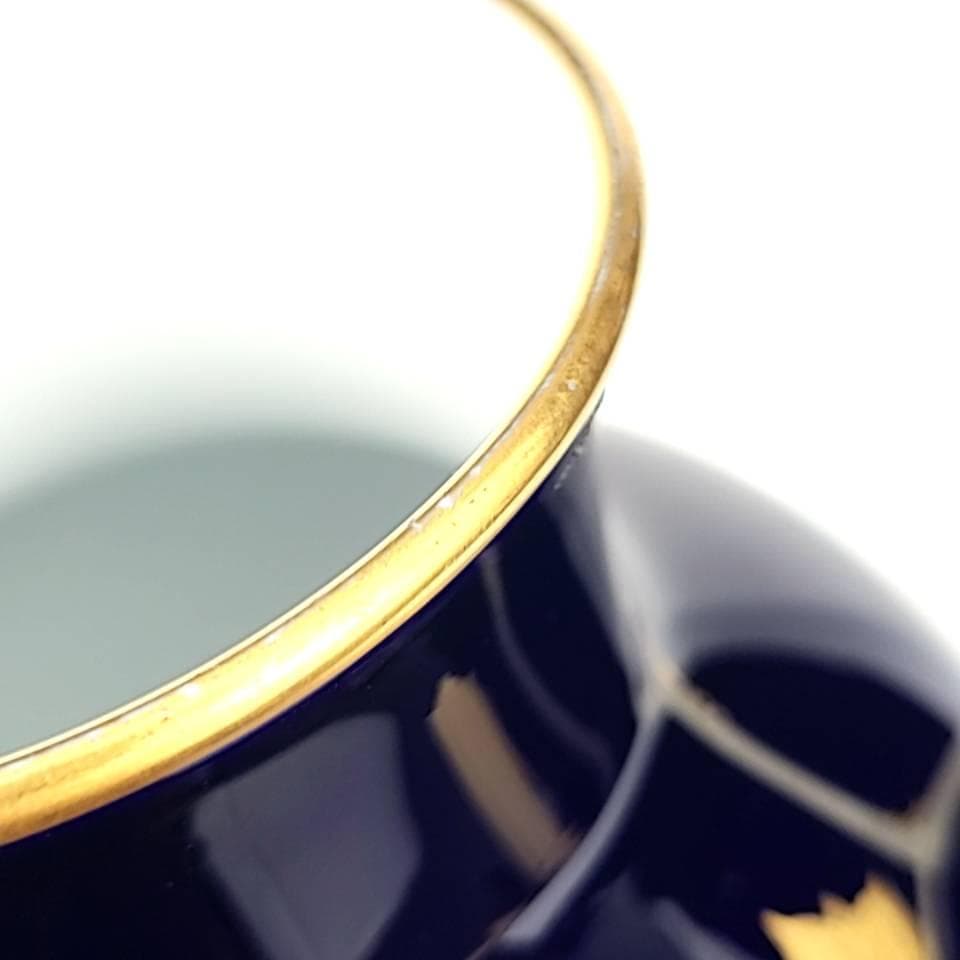 □良品□大倉陶園 瑠璃金蝕ぶどう フラワーベース 花瓶 箱つき