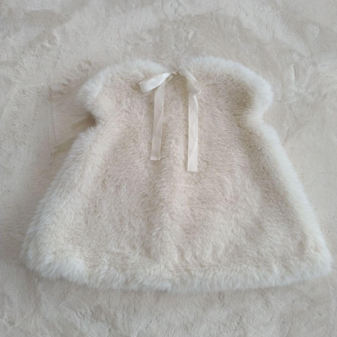 【バースデーバッシュ】美品　バックリボン ファー ベスト　ふわふわ