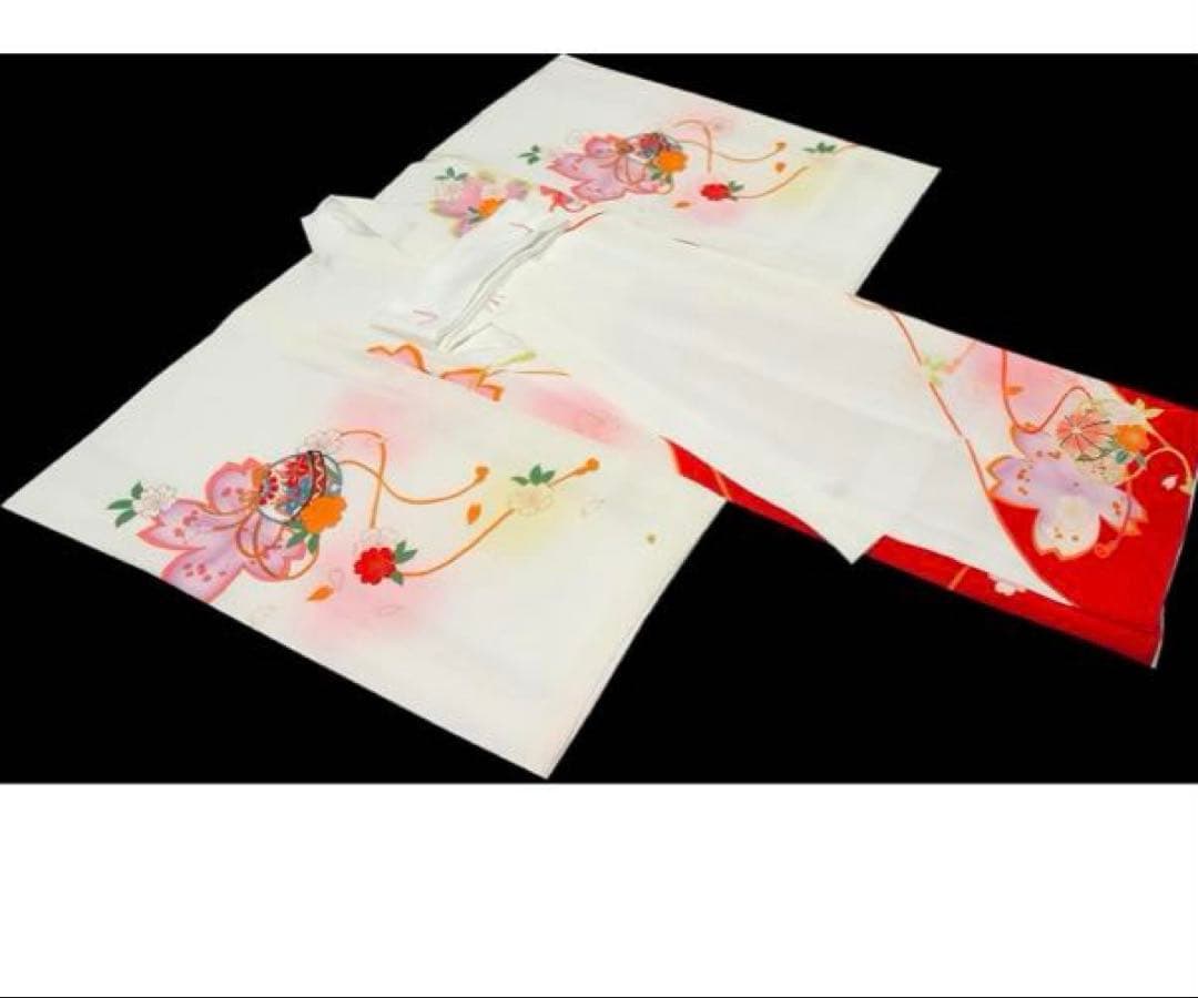 あこがれゆめ　お宮参り 女の子 着物 女児祝着 正絹 のしめ 初着 産着　白地