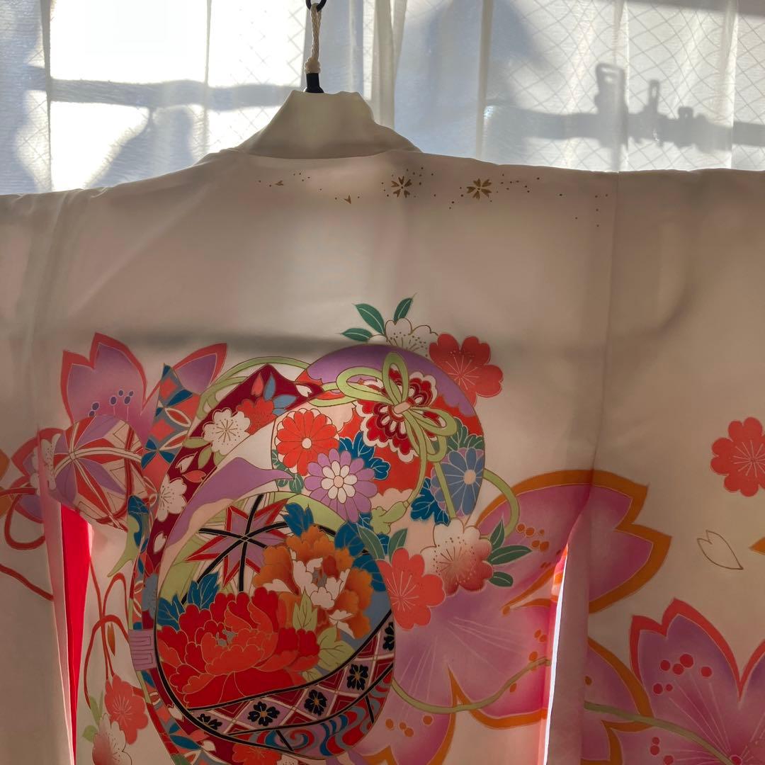 あこがれゆめ　お宮参り 女の子 着物 女児祝着 正絹 のしめ 初着 産着　白地