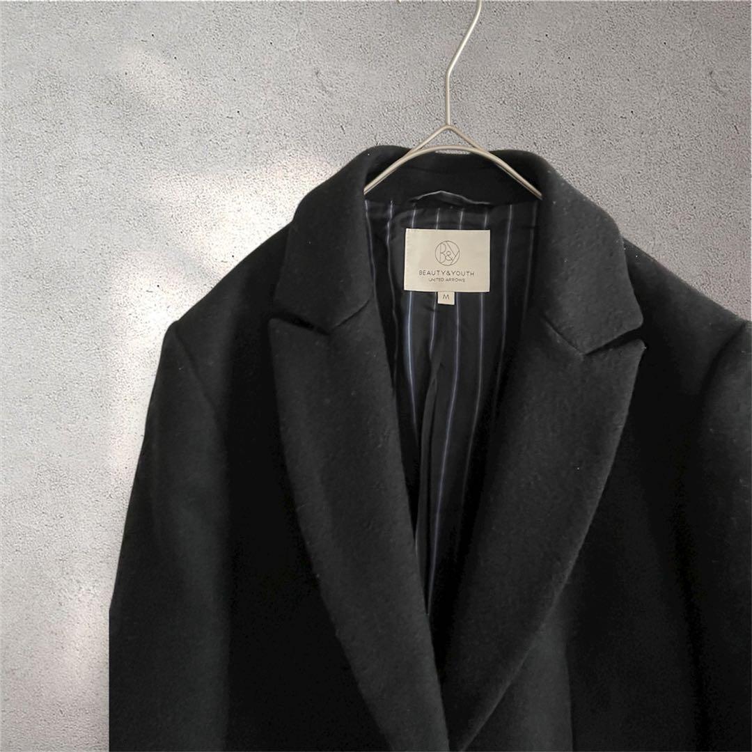 【のの】ユナイテッドアローズ チェスターコート 膝丈 ロングコート ウール