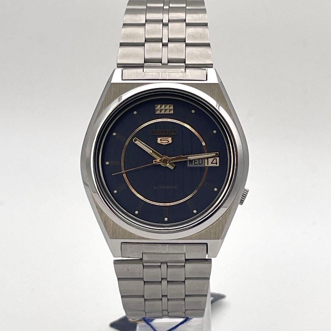 【稼働】SEIKO5 自動巻き 腕時計 デイデイト シルバー メンズ タグ付き