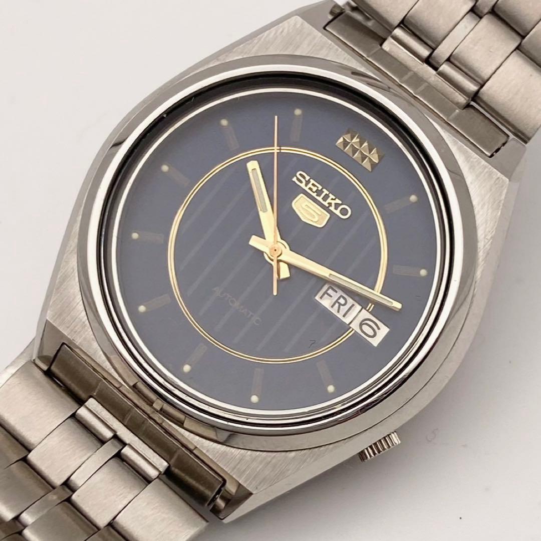 【稼働】SEIKO5 自動巻き 腕時計 デイデイト シルバー メンズ タグ付き