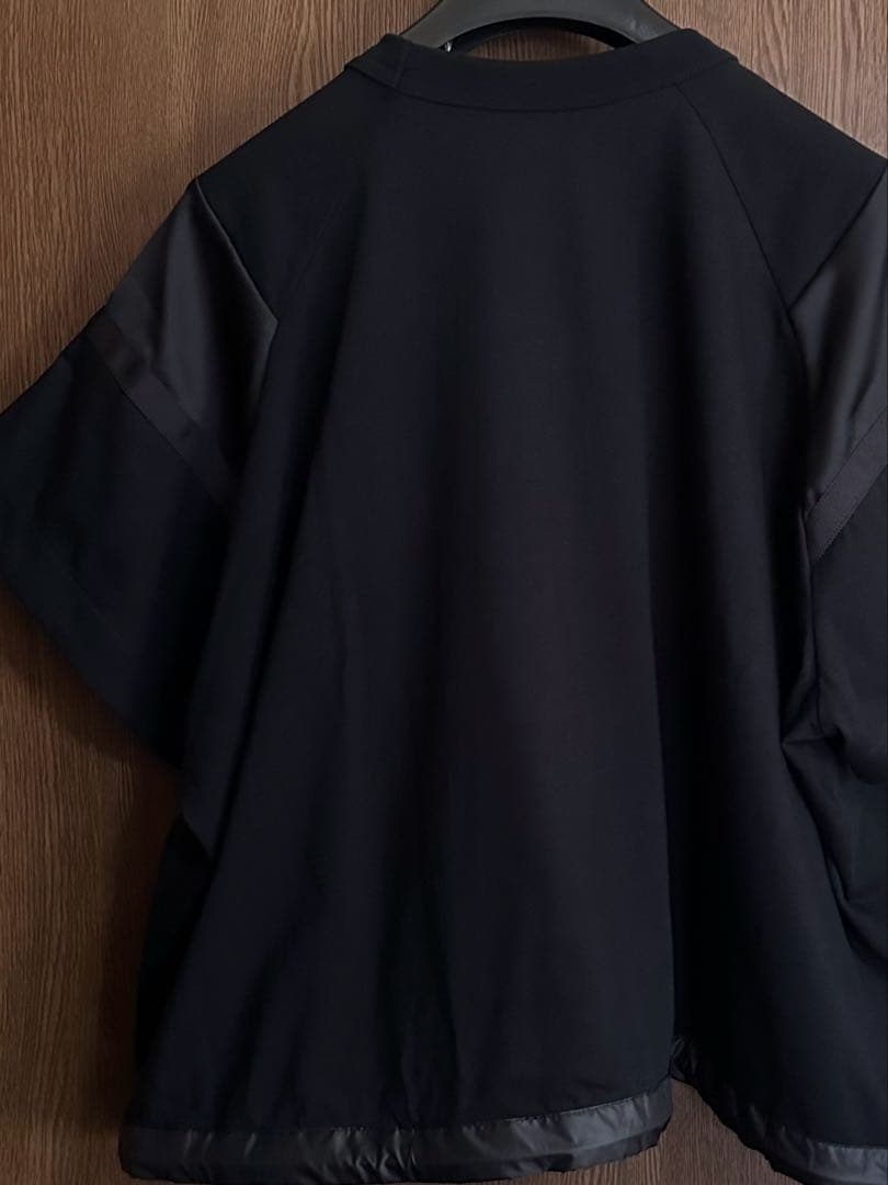 黒2新品 sacai レディース 切り替え シアー Tシャツ サカイ ブラック