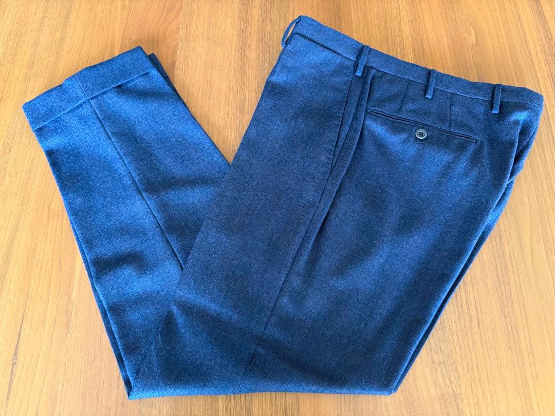 インコテックス スリムフィット ウールサージ ネイビブラウンメランジ サイズ48