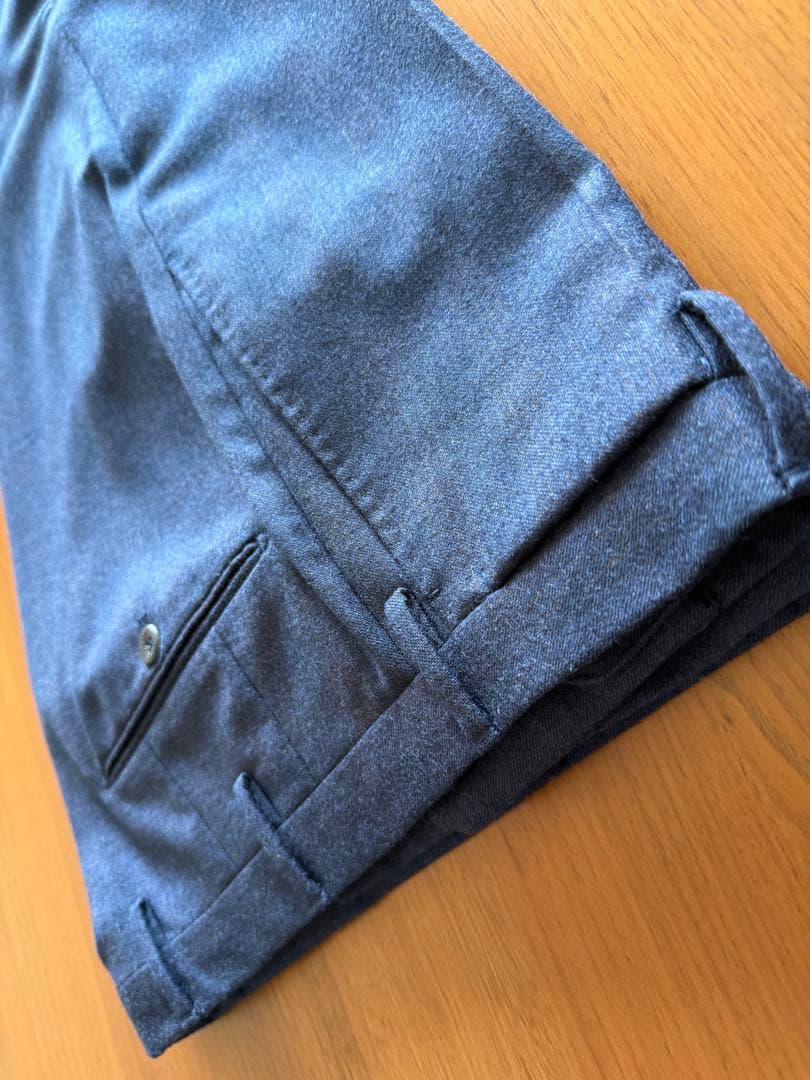 インコテックス スリムフィット ウールサージ ネイビブラウンメランジ サイズ48