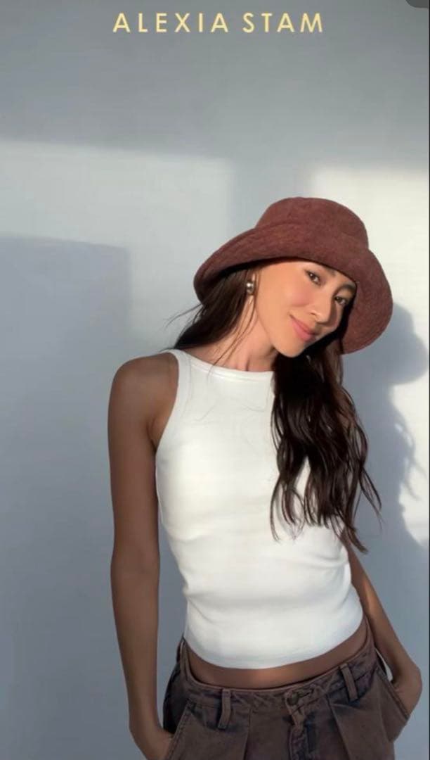 ALEXIA STAM パイル地バケットハット ブラウン