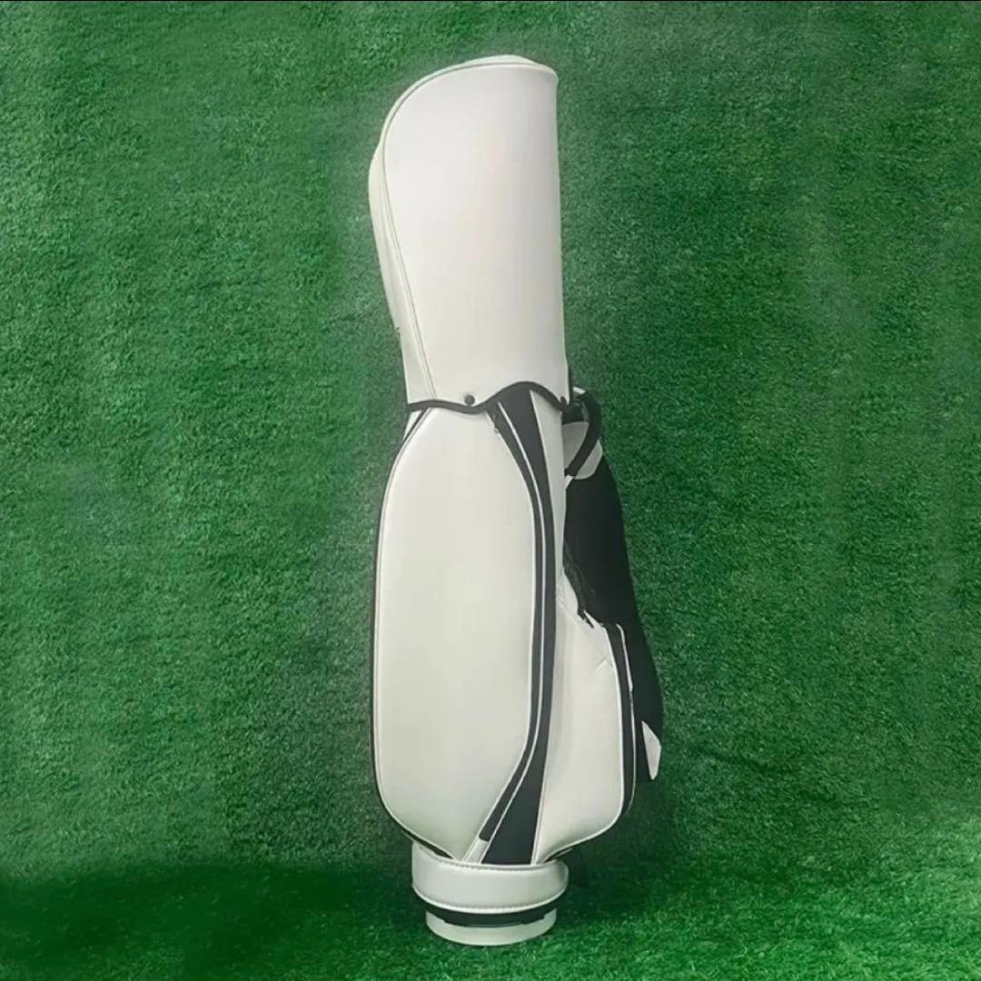 【新品/送料無料】軽量 ゴルフ キャディバッグ ホワイト/ブラック 便利&お洒落