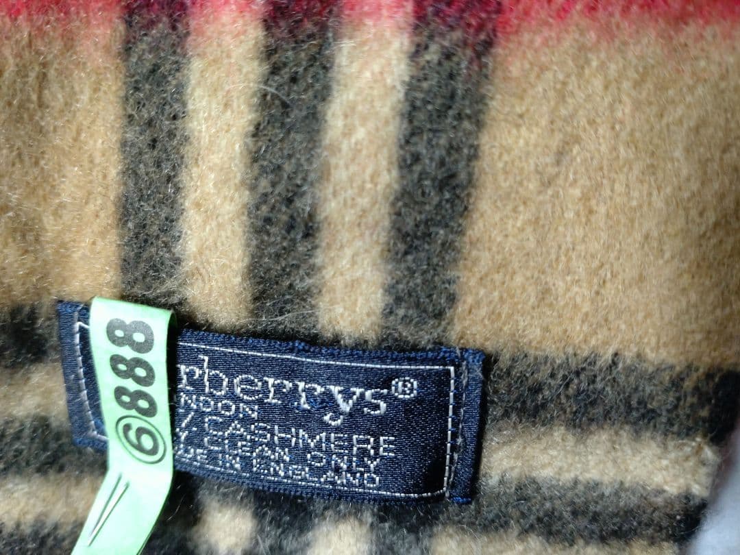 バーバリー マフラー　カシミヤ 100% 英国製　ビンテージ