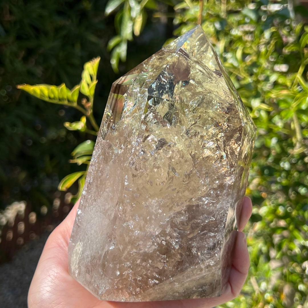 ☆超極上の煌煌さを✨幸運の石✨レインボー ファントムシトリン 六角柱 天然石